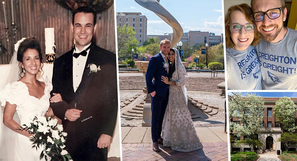Three married couples pose for photos