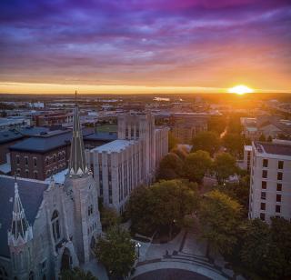 Creighton campus at sunset