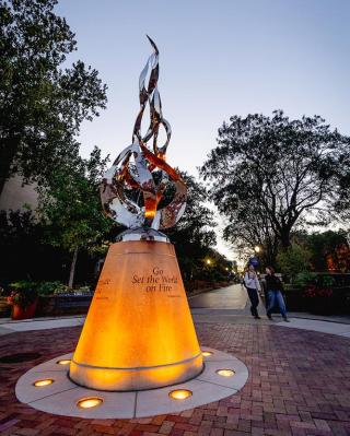 Eternal Flame sculpture on the mall
