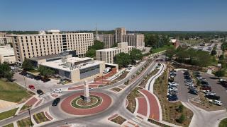 A shot of campus facing north.