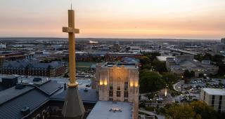 Image of Creighton's campus at sunrise.