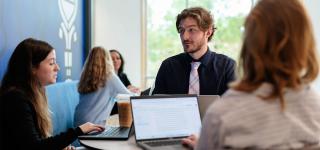 Graduate students in Harper Center