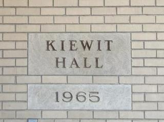 Kiewit Hall name on building.