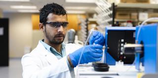 Jeffrey North in the pharmacy lab