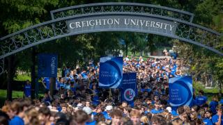 Students walking on the pathway in 2024.