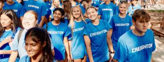 Creighton students walking the pathway