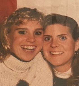 Julie, left, with her diving coach, Sherry.