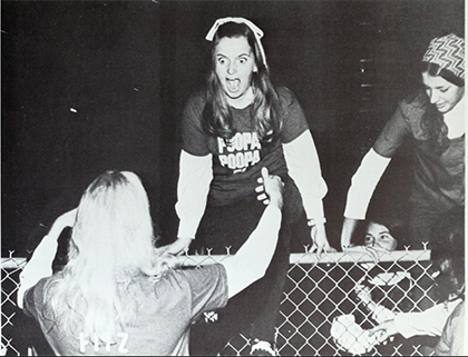 Sheila Tapscott and Stephanie (Stockard) Spelic on the fence.
