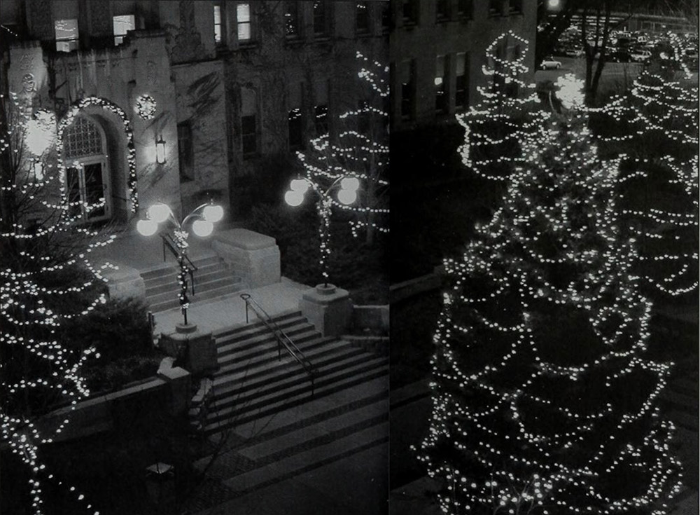 Campus at Christmas-time.