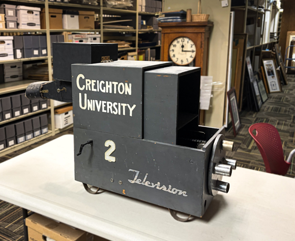 The rehearsal camera in the University Archives' Rare Books Room today.