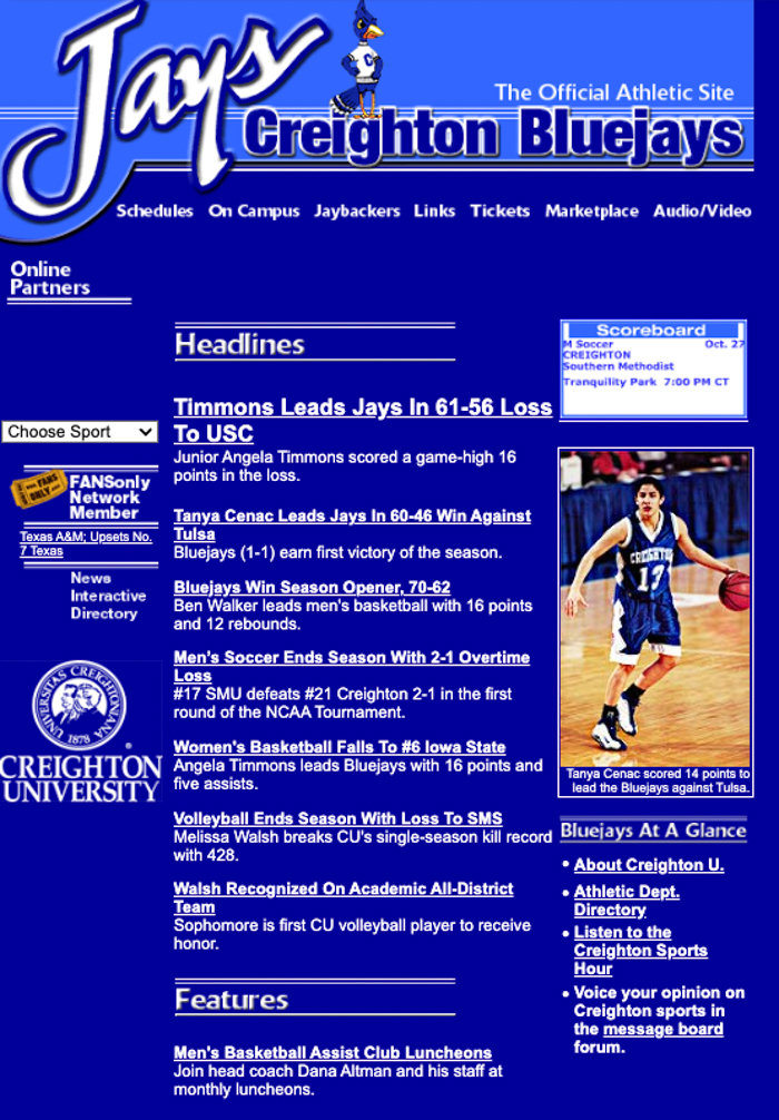 The first GoCreighton.com website.