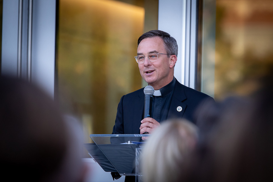 Father Daniel S. Hendrickson, SJ, PhD, speaks at the event.