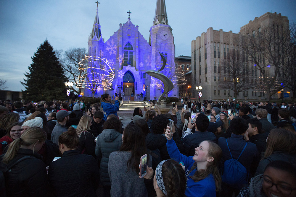 Students watch the Celebration of Light.