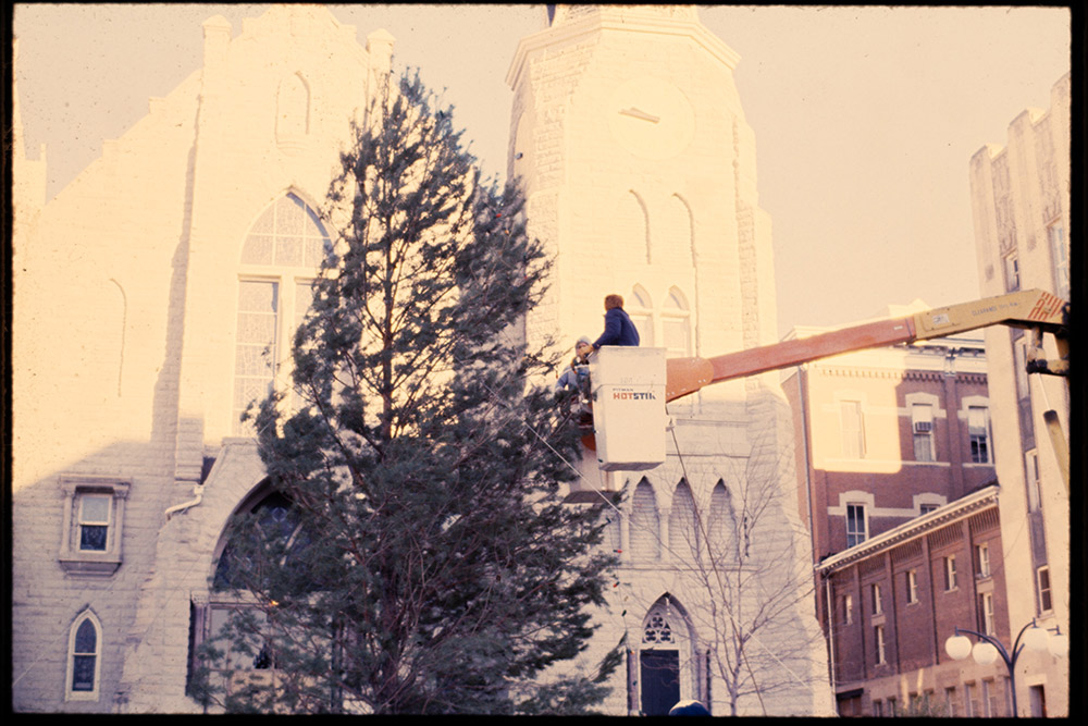 The Christmas tree in front of St. John's.